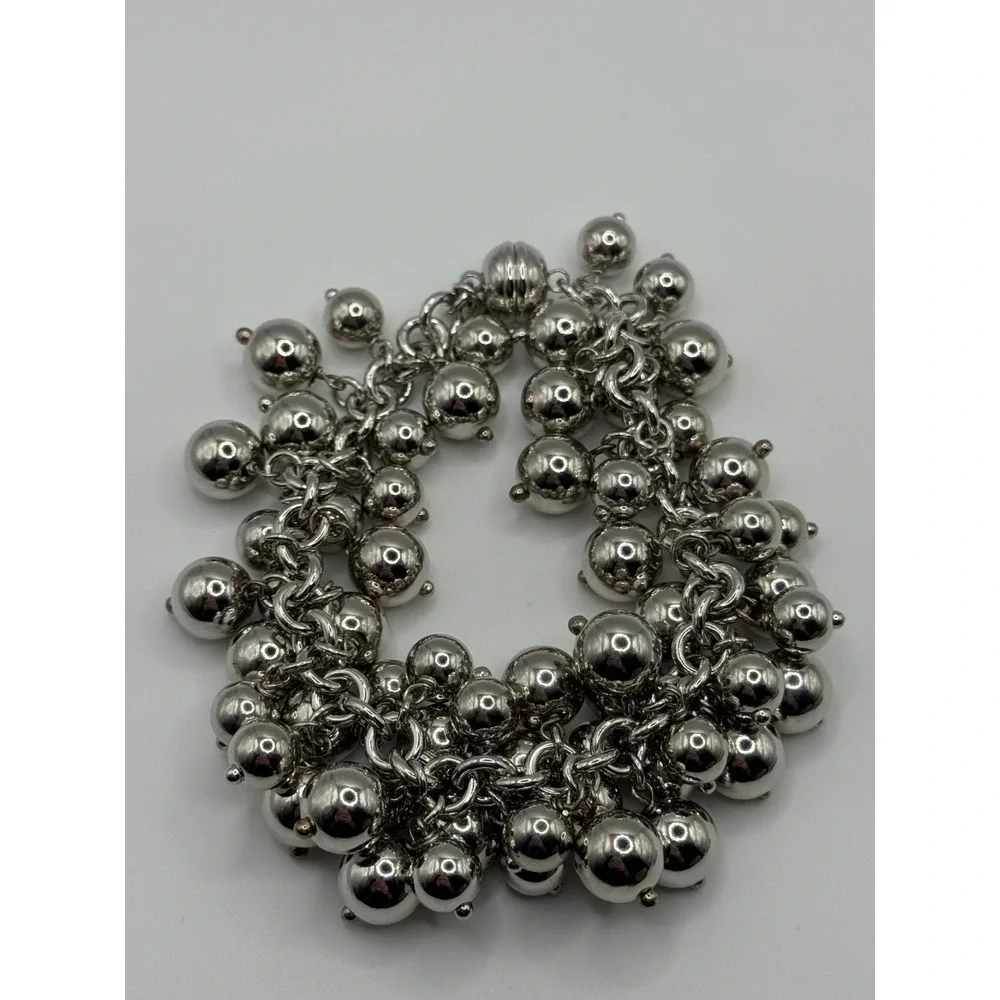 Vicenza Milor Sterling Silver Cha Cha Ball Bead Charm Bracelet ‎ Magnetic Clasp